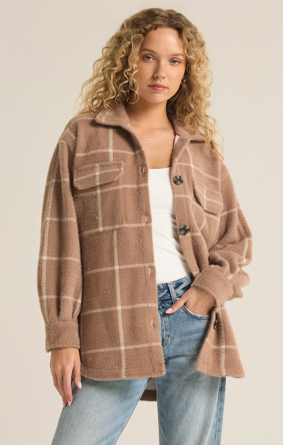 Z Supply- Plaid Tucker Jacket, Heather Taupe (S-L)