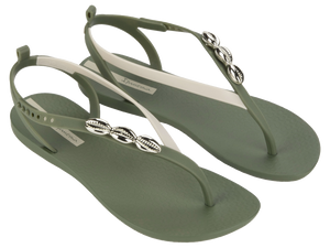 Womens- Ipanema Shell Sandals Olive/Beige