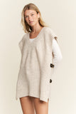 Buckle Oversized Sweater Vest, Oatmeal (S/M)