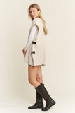 Buckle Oversized Sweater Vest, Oatmeal (S/M)
