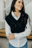 Cable Knit Sweater Vest- Black (XS-3X)