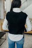 Cable Knit Sweater Vest- Black (XS-3X)