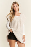 Buckle Oversized Sweater Vest, Oatmeal (S/M)