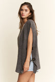 Buckle Oversized Sweater Vest, Charcoal (L/XL)