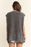 Buckle Oversized Sweater Vest, Charcoal (L/XL)