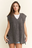 Buckle Oversized Sweater Vest, Charcoal (L/XL)