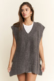 Buckle Oversized Sweater Vest, Charcoal (L/XL)