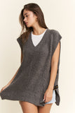 Buckle Oversized Sweater Vest, Charcoal (L/XL)