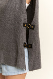 Buckle Oversized Sweater Vest, Charcoal (L/XL)