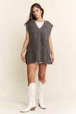 Buckle Oversized Sweater Vest, Charcoal (L/XL)